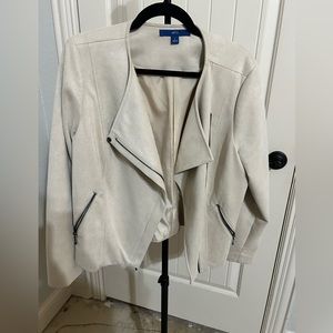 Cream suede moto-style jacket